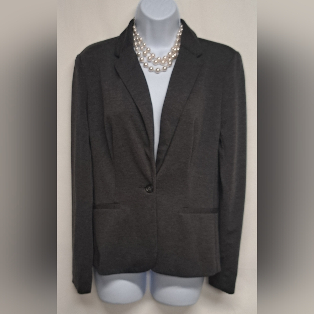 George 6 Suit Jacket Blazer Grey Button Front Two Pockets Office Nice